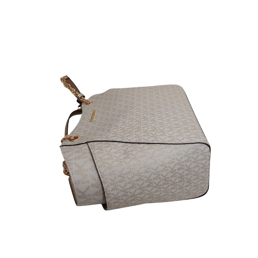 Michael Kors Vanilla & Pale Gold Leather Jet Set Tote Bag | Like New |