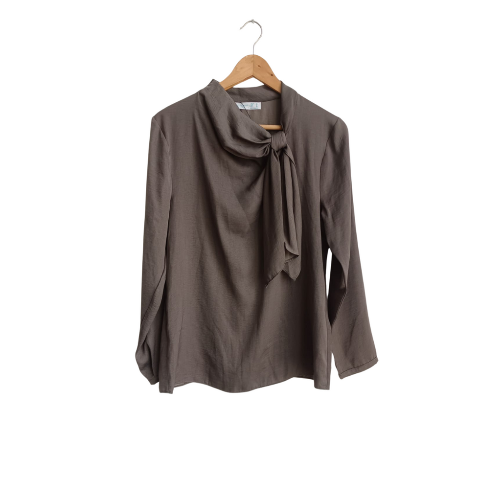 Primark Dark Grey Neck Tie-Up Top | Brand New |