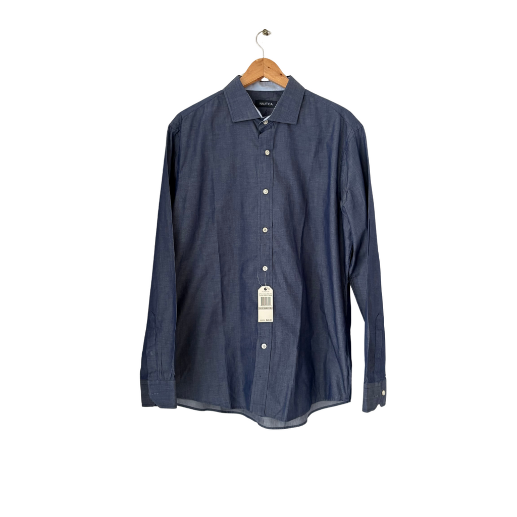 Nautica Men's Navy Denim Formal Shirt | Brand New |