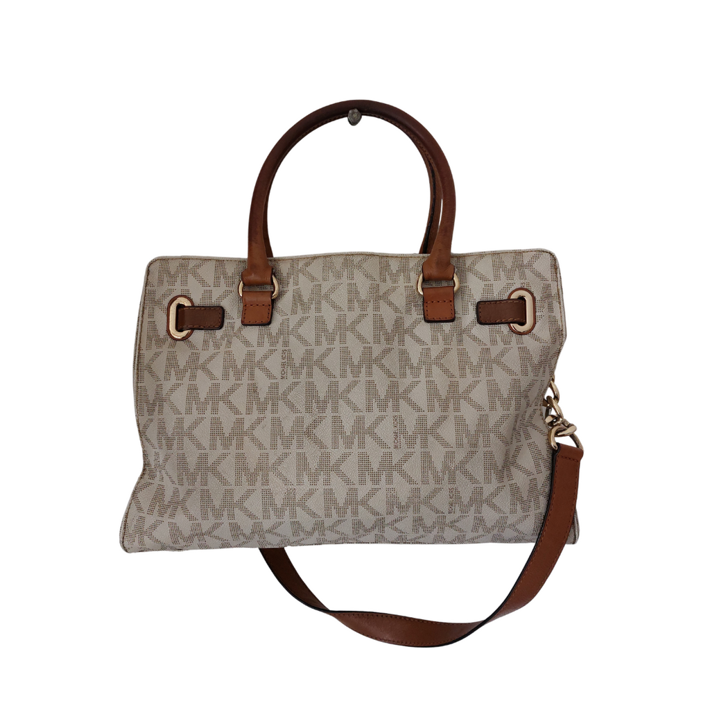 Michael Kors Hamilton Monogram MK Logo Gold Chain Tote Bag | Pre Loved |