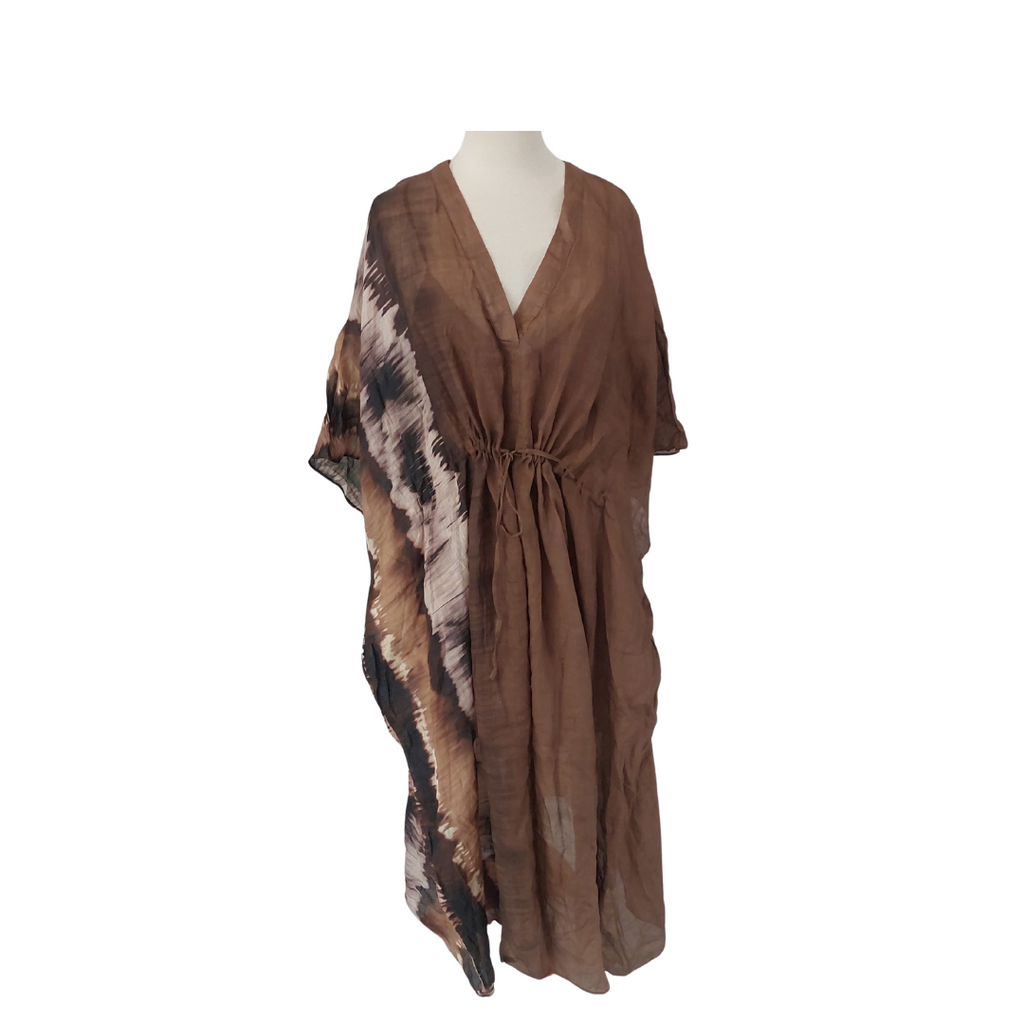 Massimo Dutti Brown Tie Dye Semi Sheer Kaftan | Brand New |