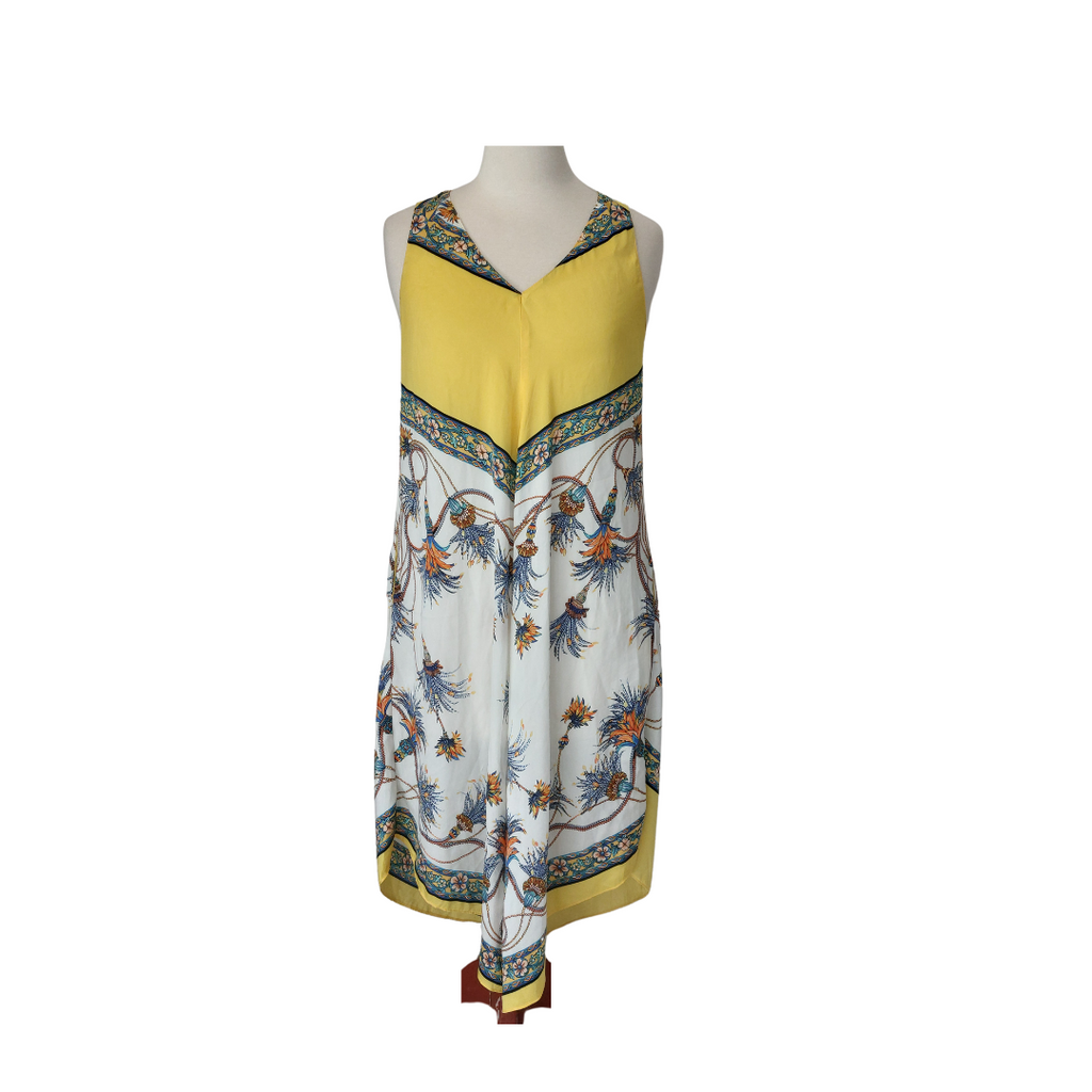 ZARA Yellow & White Printed Satin Midi Dress | Pre Loved |