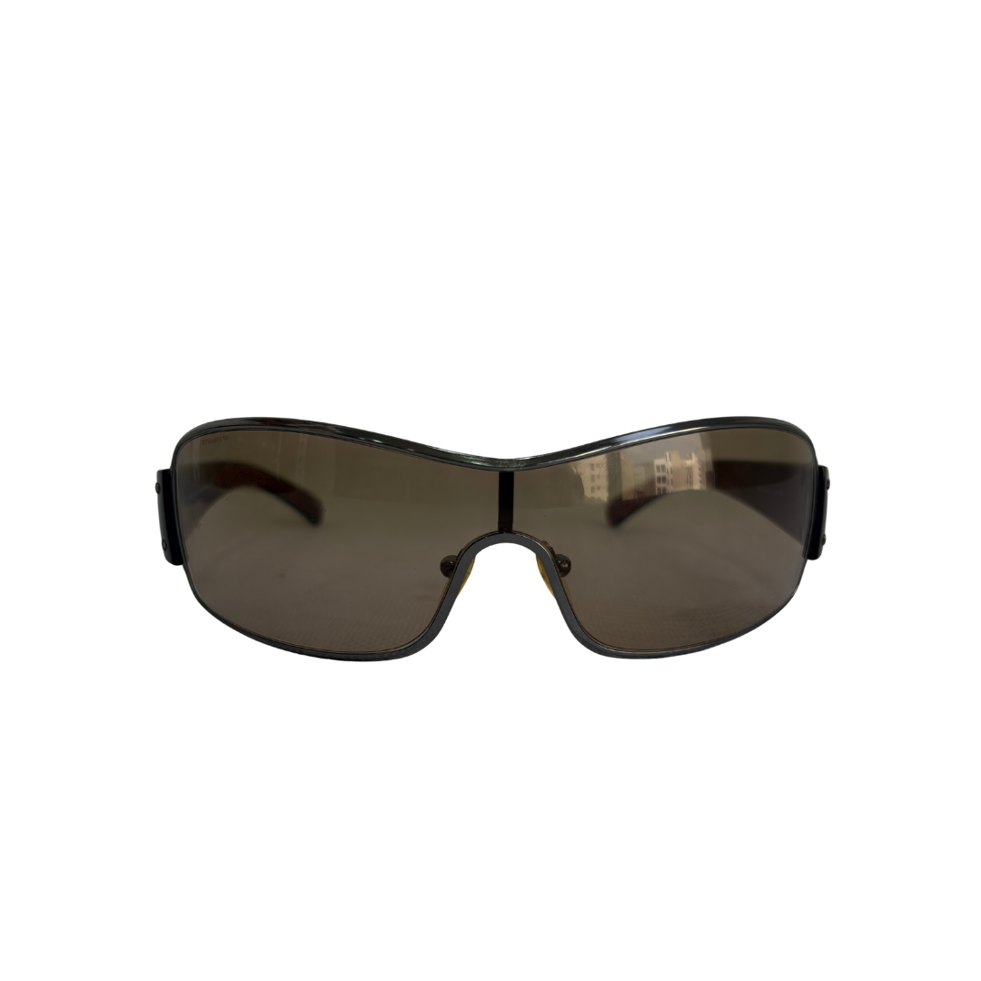 Prada Brown Shield Sport Logo Gradient Sunglasses | Pre Loved |