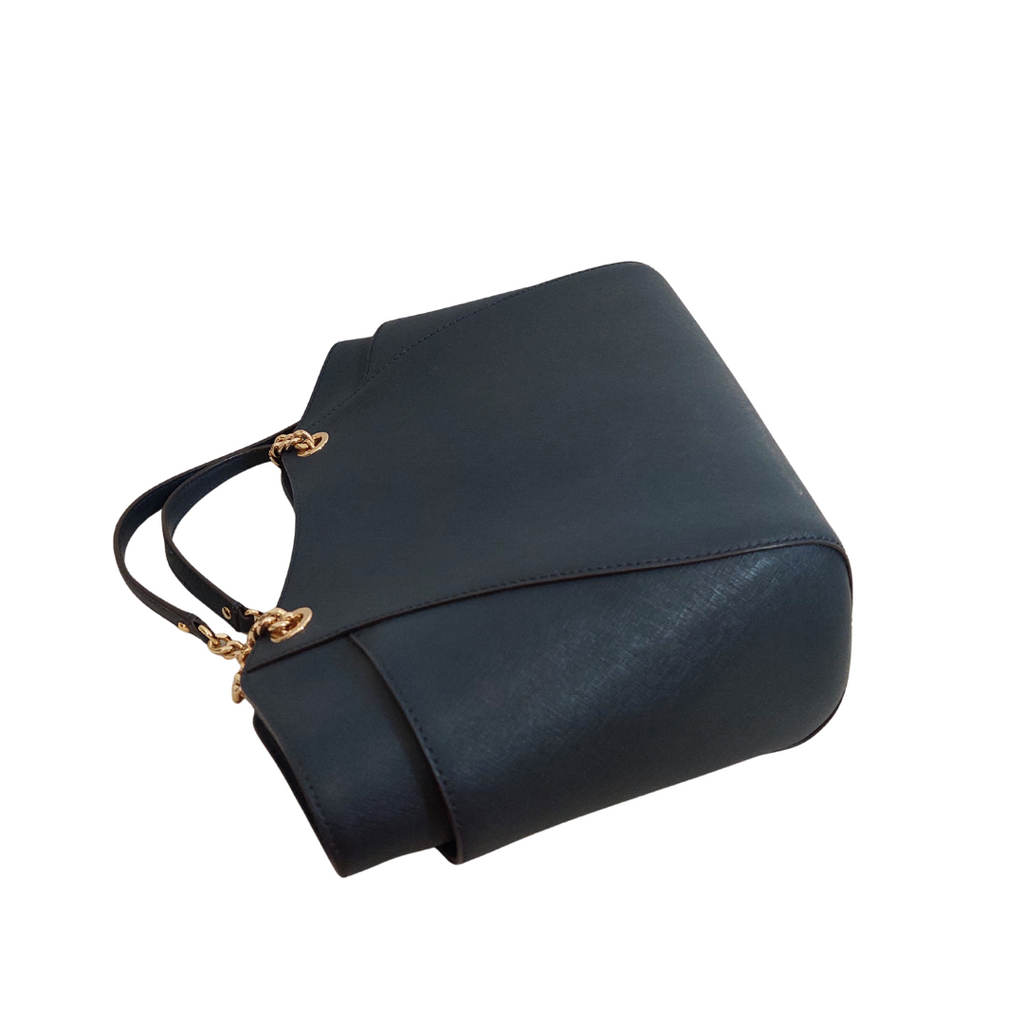 Michael Kors Navy Saffiano Leather Jet Set Large Chain Shoulder Tote Bag | Gently Used |