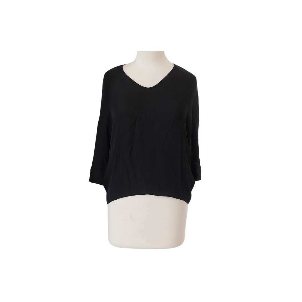 Massimo Dutti Black 100% Silk Plain Top | Gently Used |