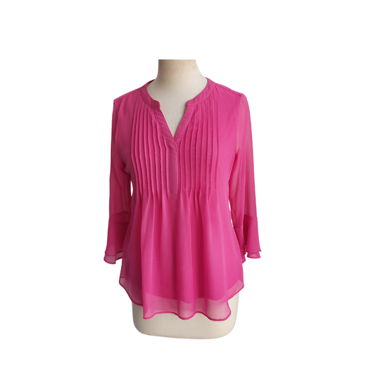 Charter Club Fuchsia Pleated Bell Sleeve Top | Pre Loved |