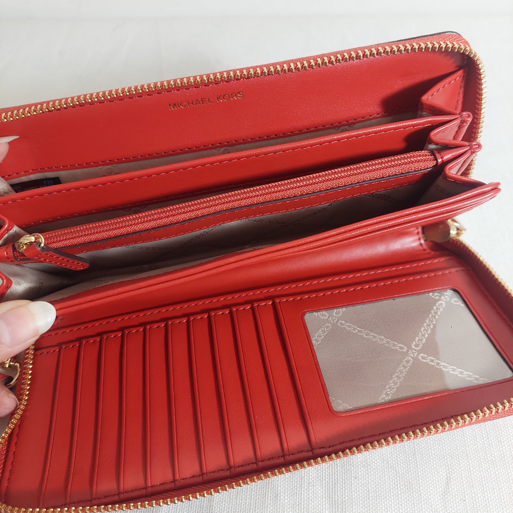Michael Kors Terracotta Leather Large Travel Wallet / Wristlet | Like New |