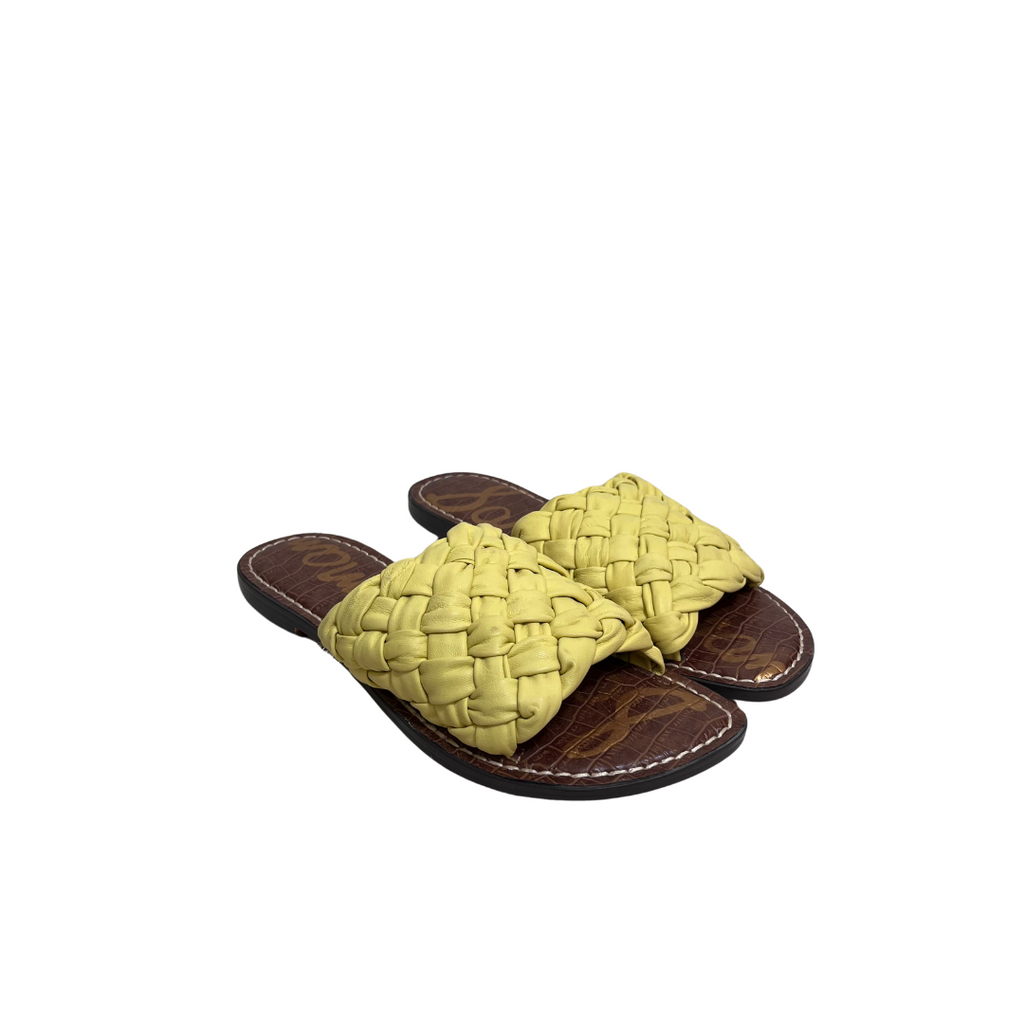 Sam Edelman Butter Yellow Griffin Woven Slide Sandals | Pre Loved |