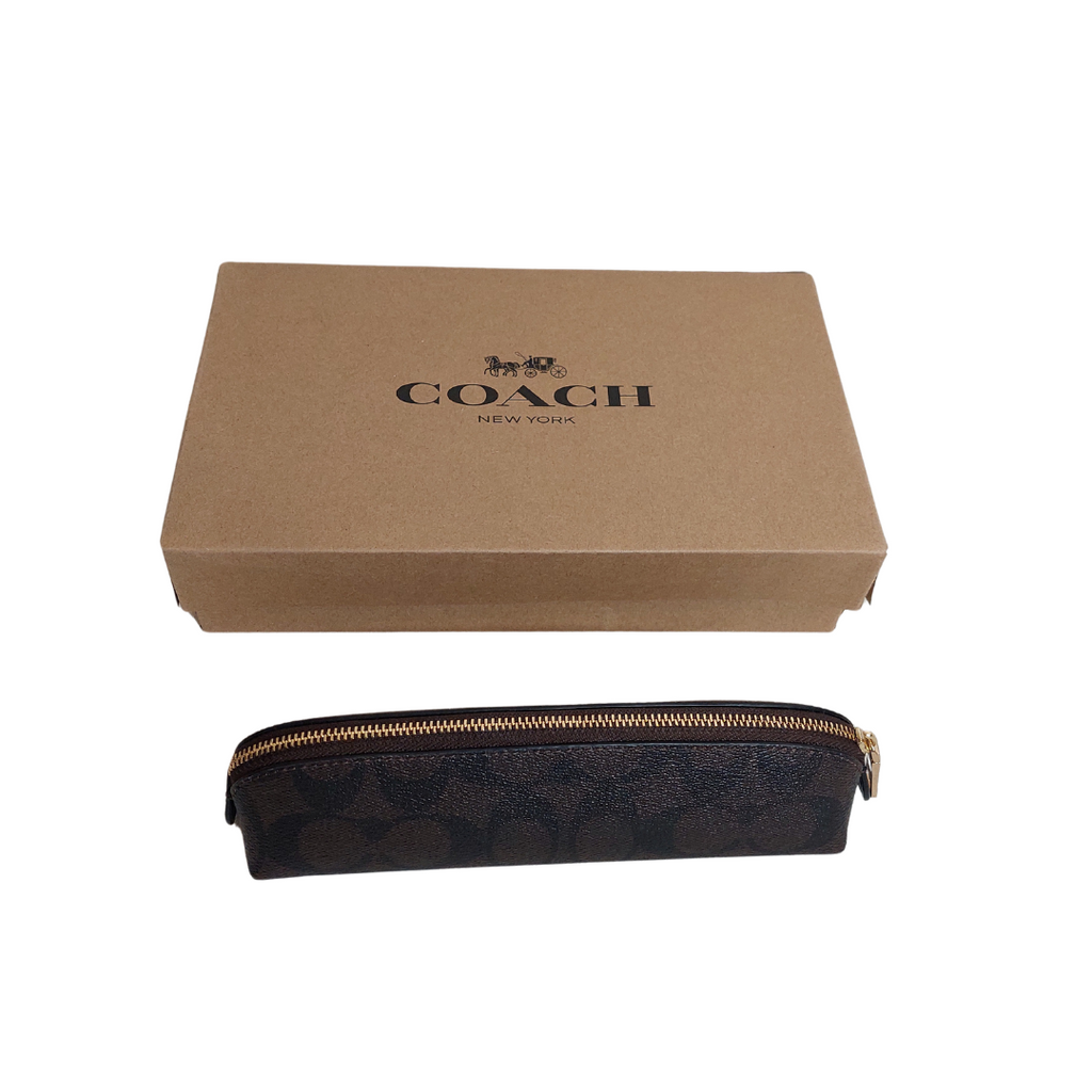 Coach Brown Signature Leather Pencil Case | Like New |