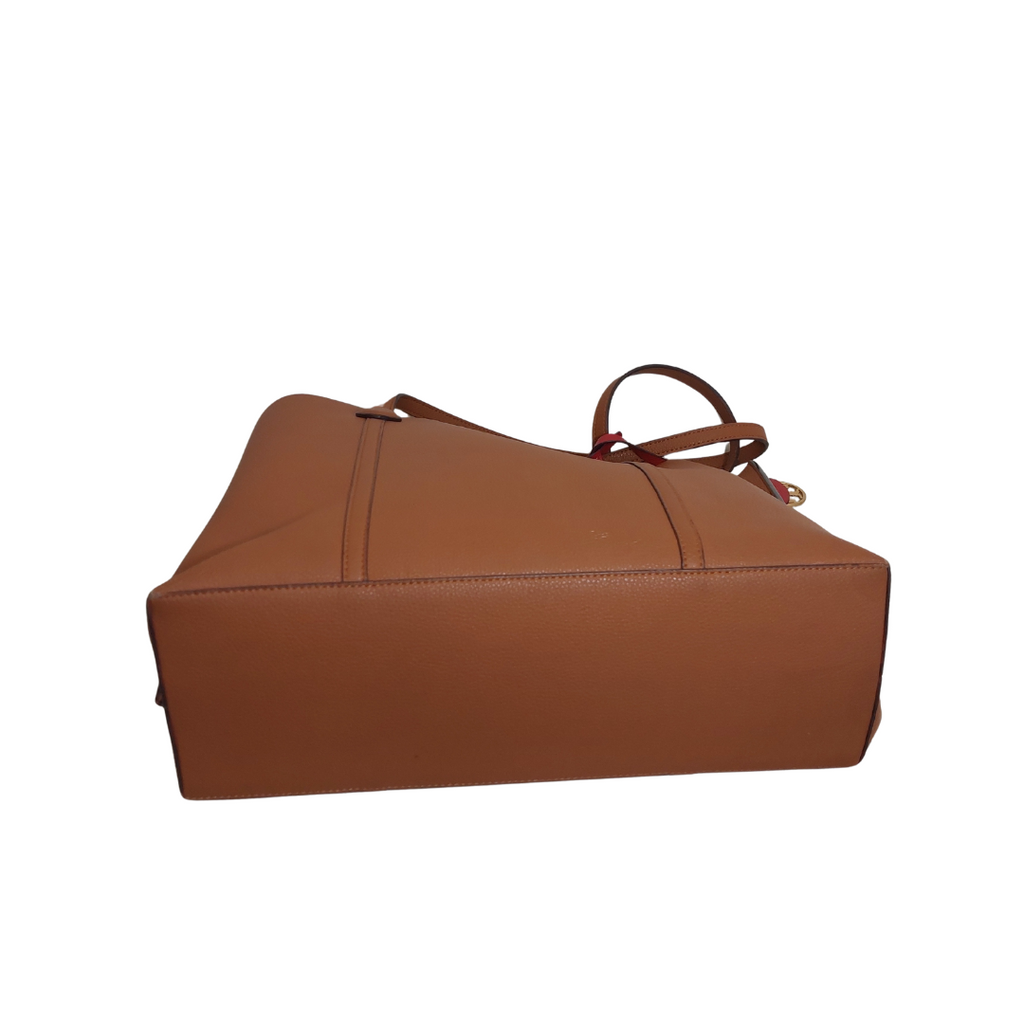 Tory Burch Brown Perry Triple Compartment Leather Tote Bag | Pre Loved |