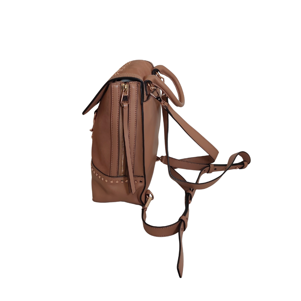 Rebecca Minkoff Tan Leather & Suede Embellished Convertible Backpack Purse | Pre Loved |