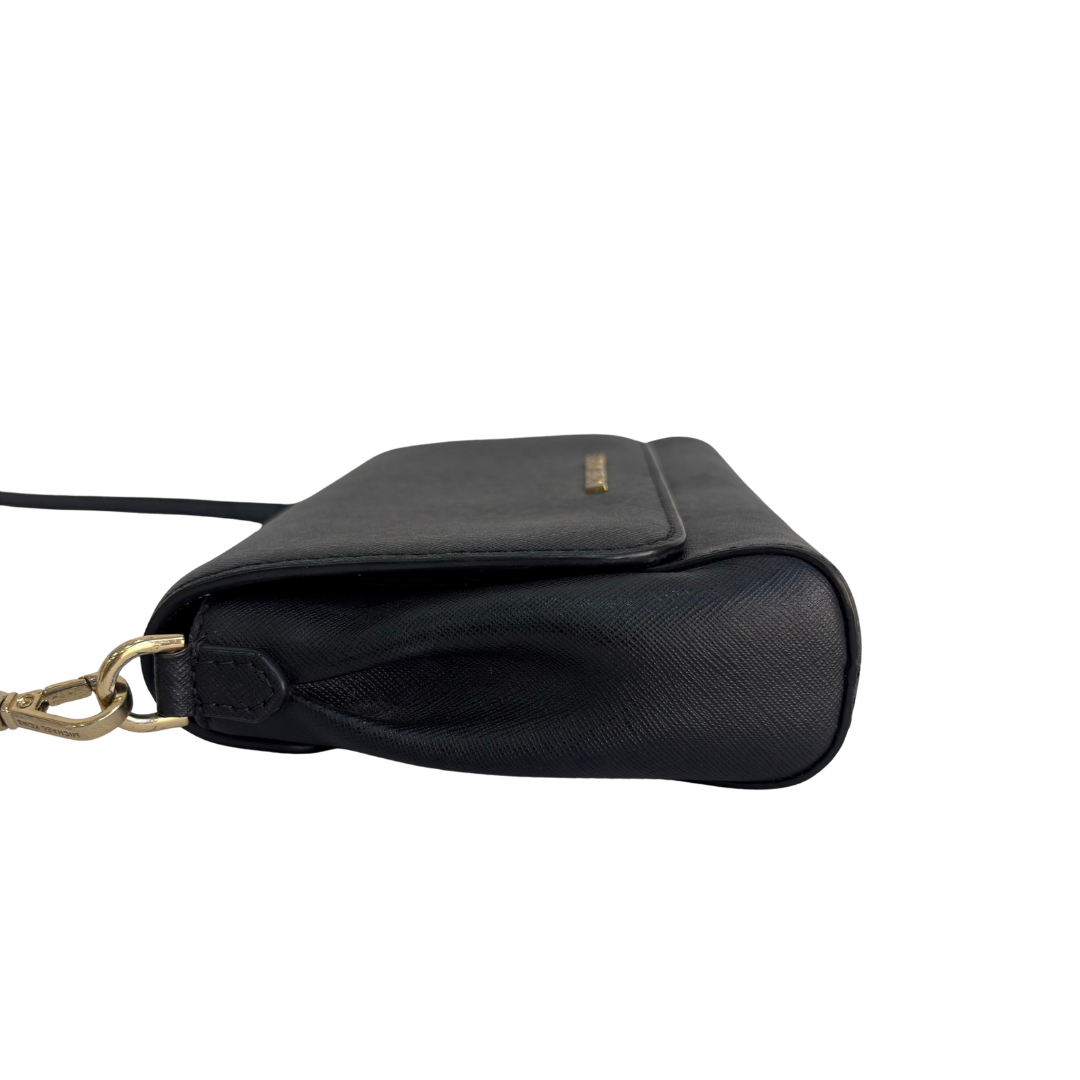 Michael Kors Black Saffiano Leather Convertible Pouchette Crossbody Bag | Pre Loved |