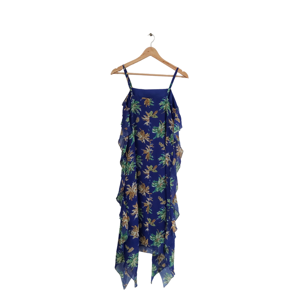 WD-NY Blue Floral Printed Sleeveless Dress | Like New |