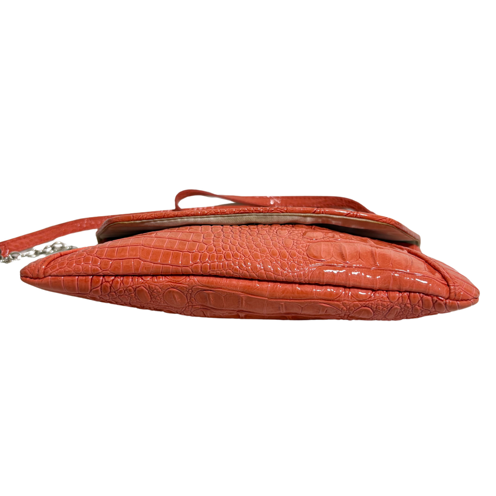 Nine West Orange Patent Leatherette Crossbody Bag | Pre Loved |