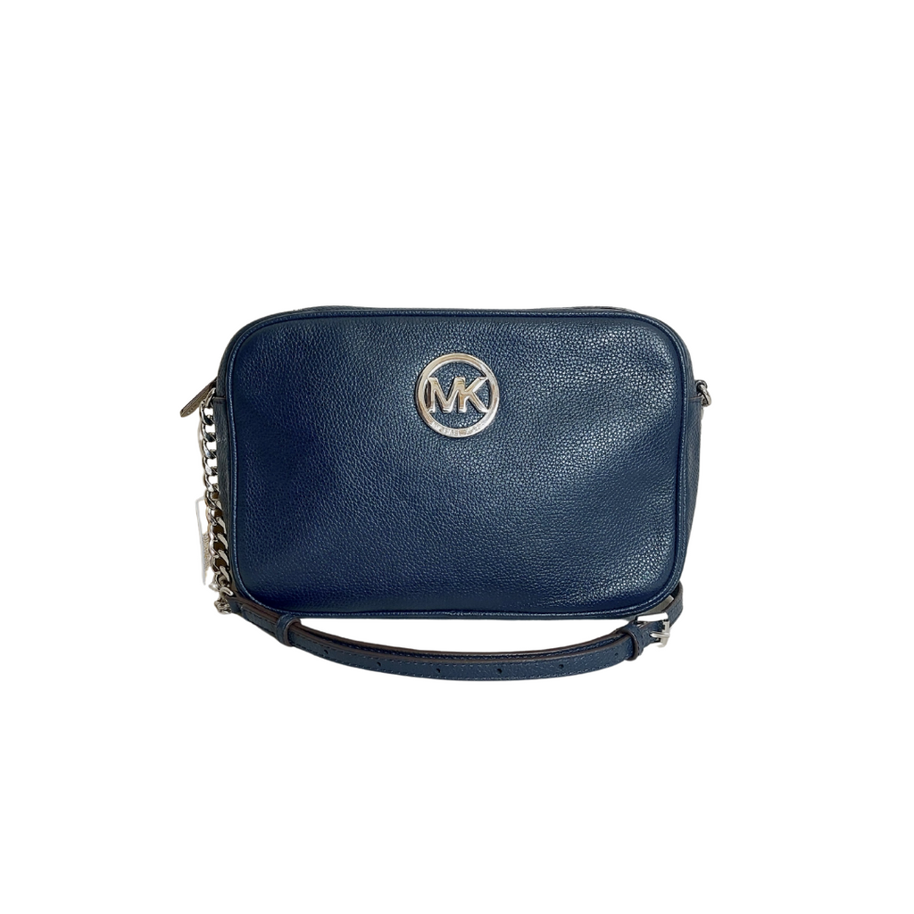 Michael Kors Navy Fulton Large EW Pebbled Leather Crossbody Bag  | Brand New |