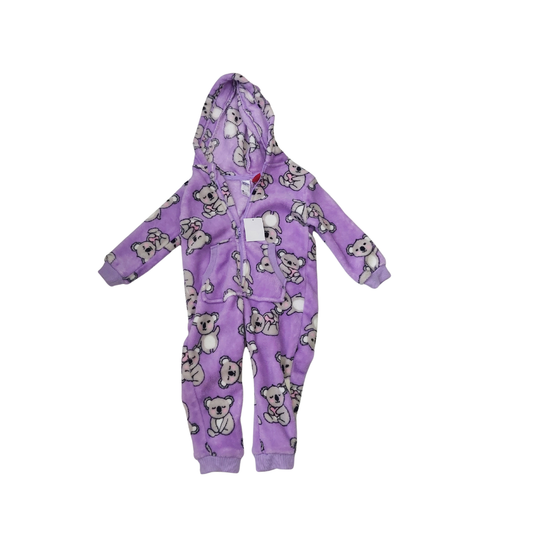 Anko Purple Koala Printed Fleece Onesie (2 Years) | Brand New |