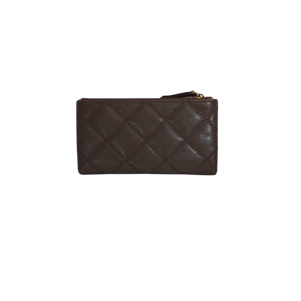 Tory Burch Dark Grey Quilted Envelope Wallet | Pre Loved |