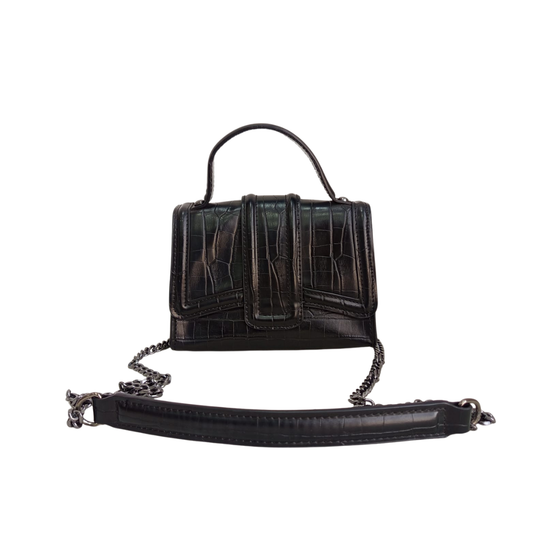 Zara Black Crocodile Patterned Faux Leather Mini City Crossbody Bag | Pre Loved | - Secret Stash