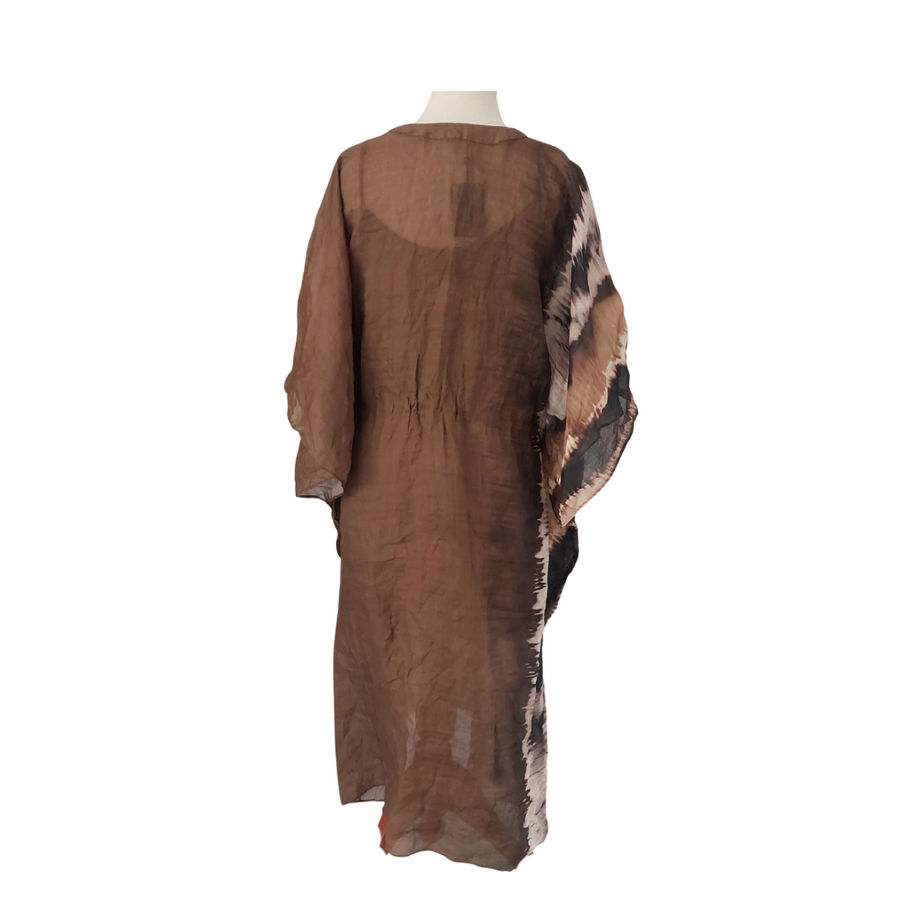 Massimo Dutti Brown Tie Dye Semi Sheer Kaftan | Brand New |