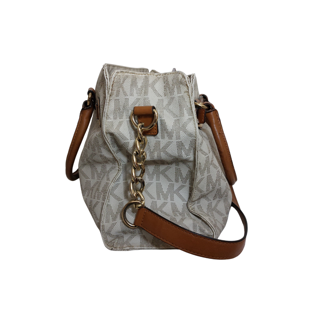 Michael Kors Hamilton Monogram MK Logo Gold Chain Tote Bag | Pre Loved |