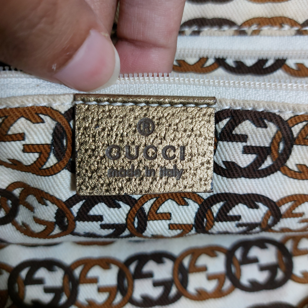 Gucci GG Gold & Beige Canvas Princy Medium Tote Bag | Pre Loved |
