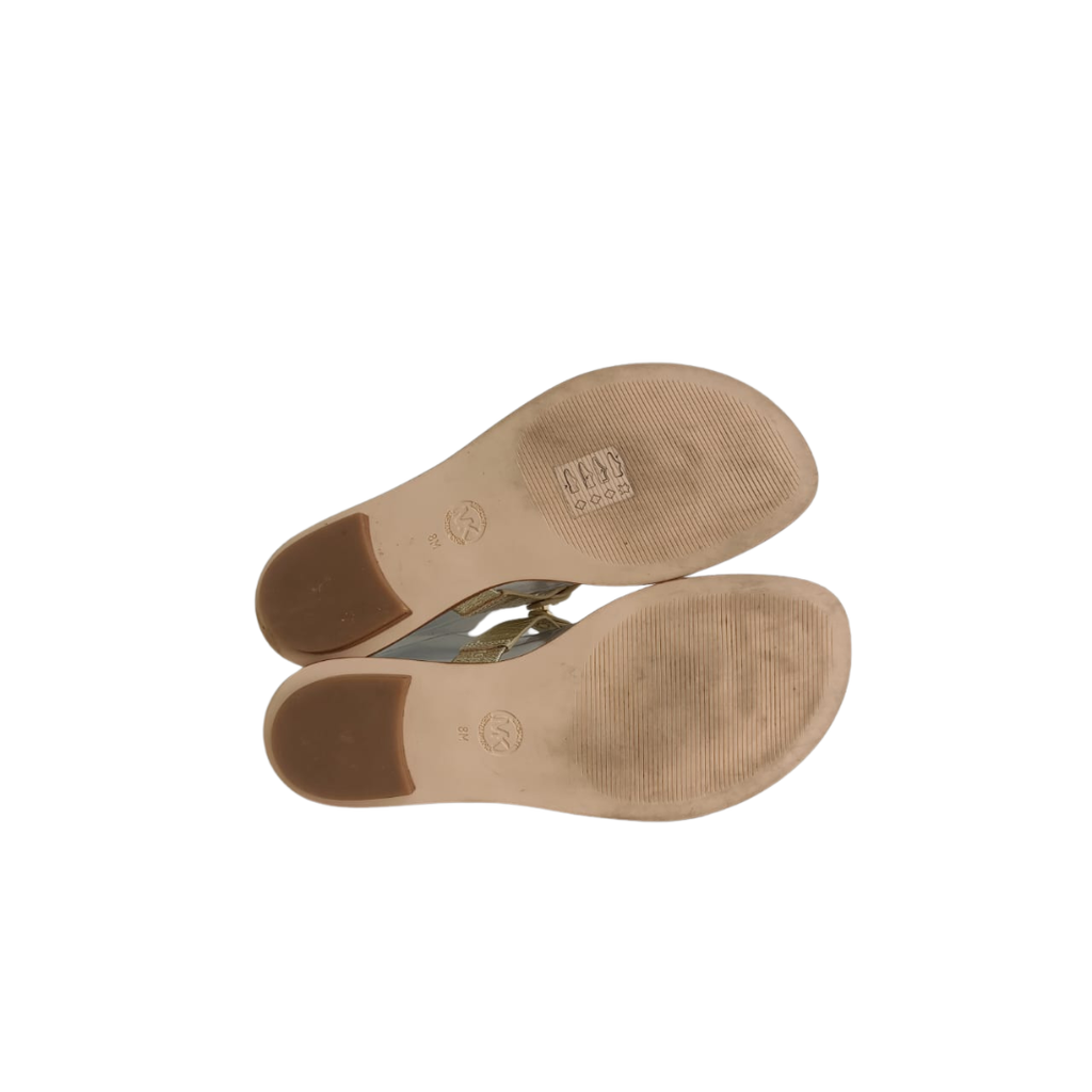 Michael Kors Metallic Gold Aubrey Leather Sandals | Gently Used |