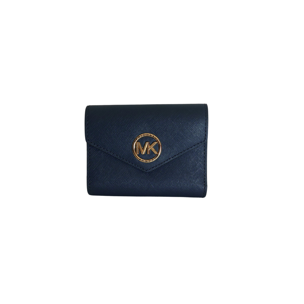 Michael Kors Navy Greenwich Tri-Fold Leather Wallet | Gently Used |