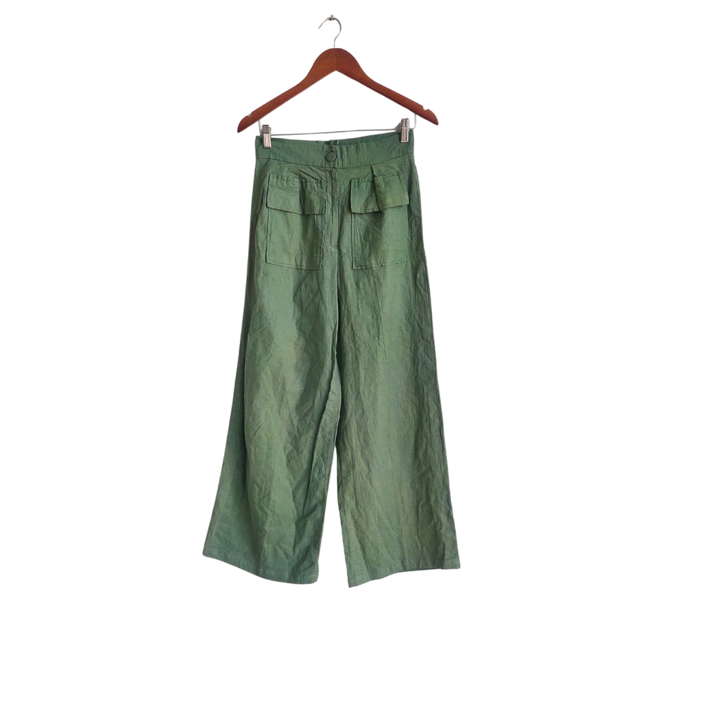 Stradivarius Green Front Pocket Wide Leg Pants | Pre Loved |