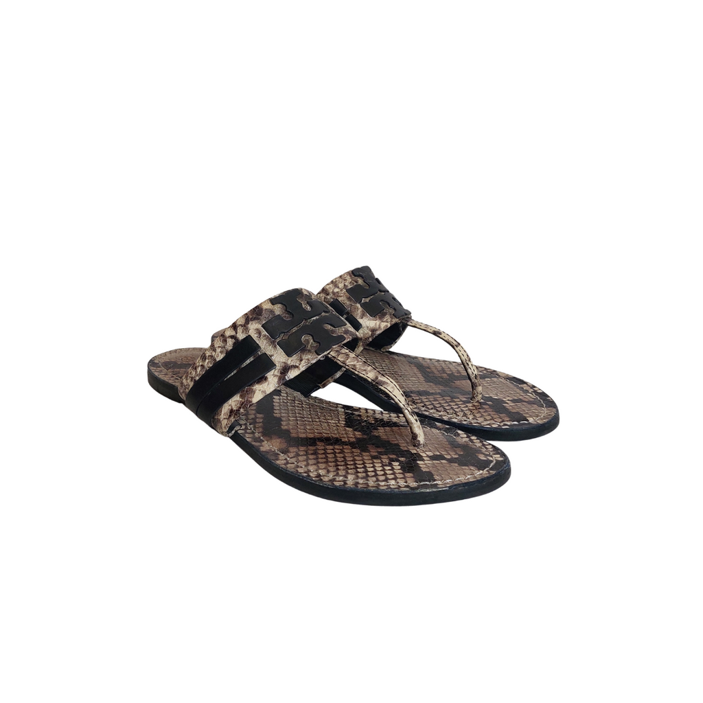 Tory Burch Snakeskin Leather 'Leigh' Thong Sandals | Pre Loved |