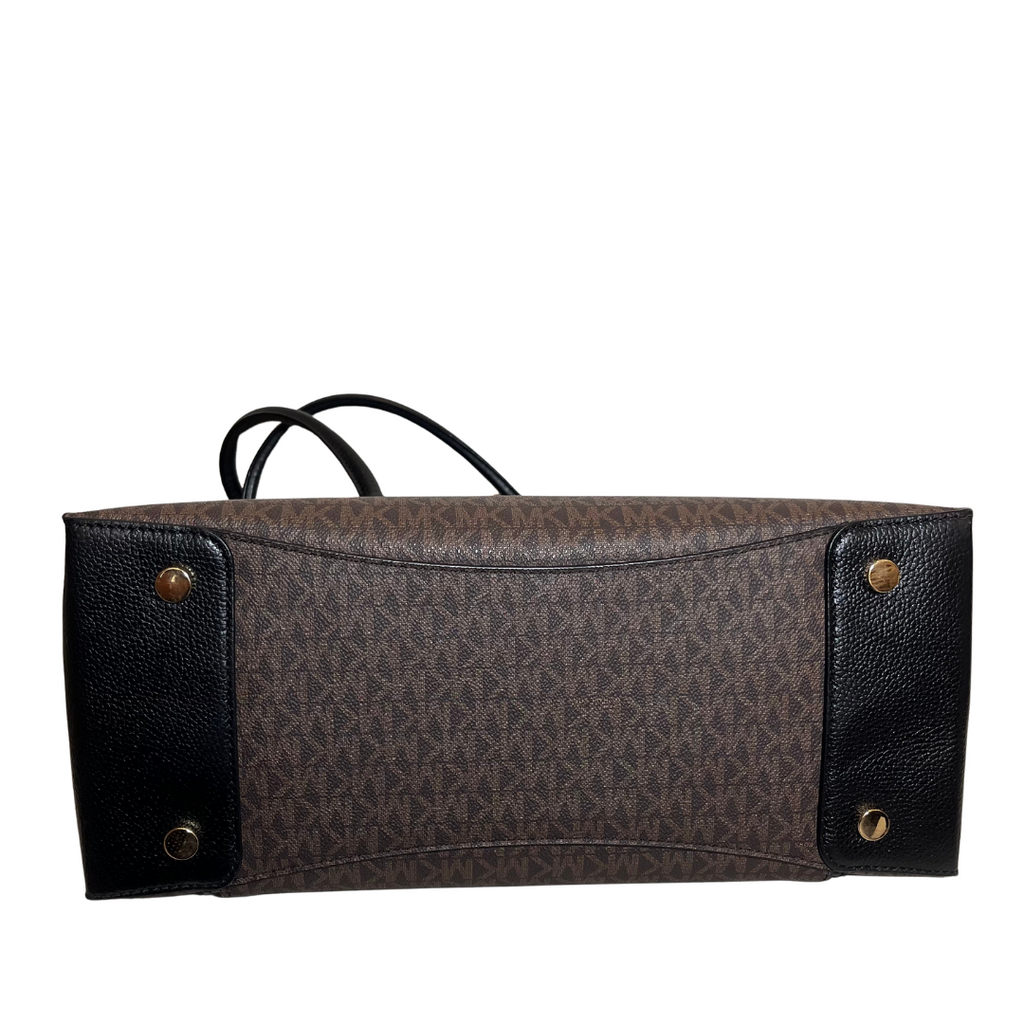Michael Kors Brown & Black Monogram XL Pocket Tote Bag | Gently Used |