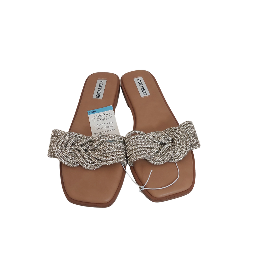 Steve Madden Rhinestone Padded Slide Sandals | Brand New |