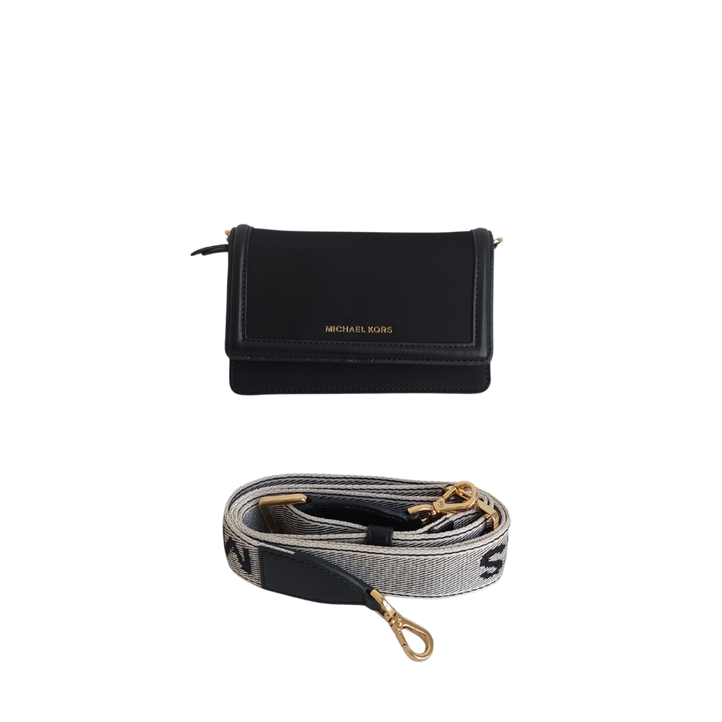 Michael Kors Black Nylon Jet Set Small Gabardine Smartphone Crossbody Bag | Gently Used |