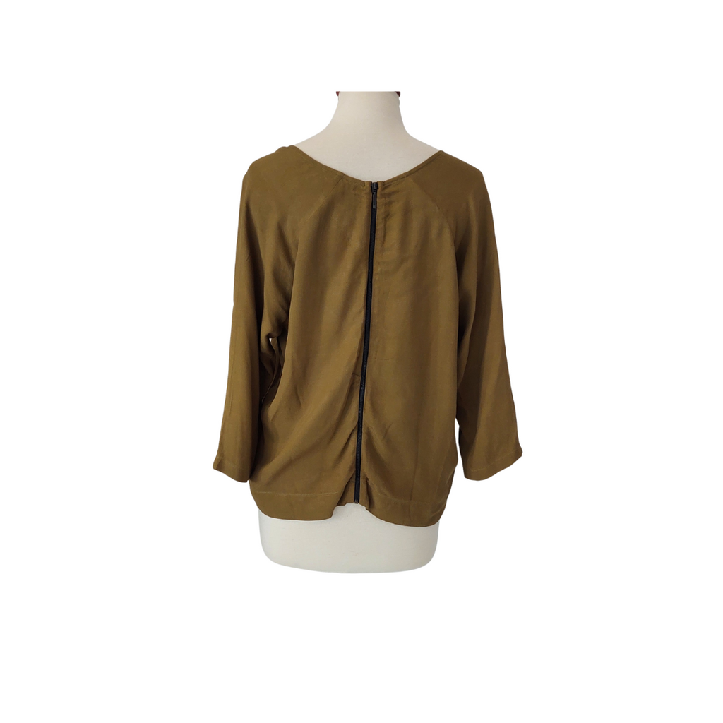 Topshop Olive Green Zip Detail Top | Pre Loved |