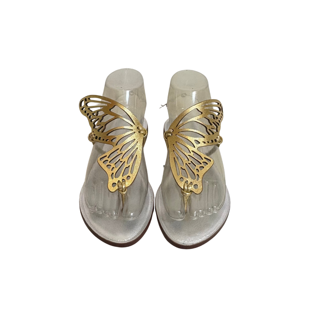 Sophia Webster Gold Leather 'Talulah' Butterfly Flats | Pre Loved |