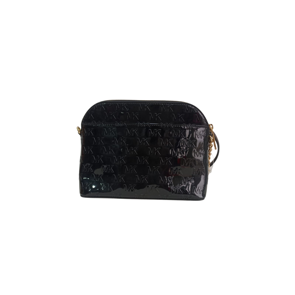 Michael Kors Black & Brown Patent Large Dome Crossbody Bag | Gently Used |