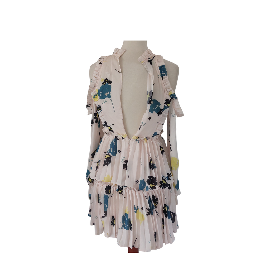 Self Portrait Light Pink Cold Shoulder Printed Knee-Length Dress | Pre Loved |