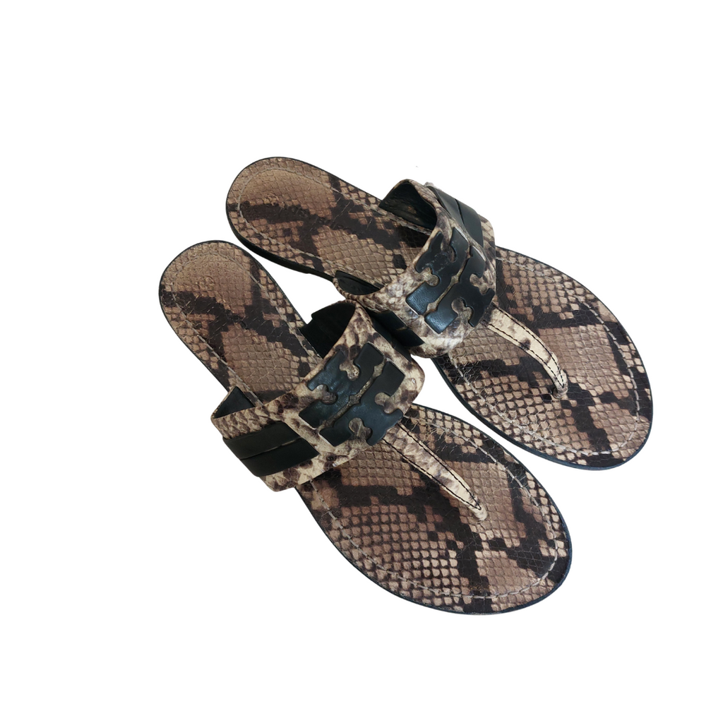 Tory Burch Snakeskin Leather 'Leigh' Thong Sandals | Pre Loved |