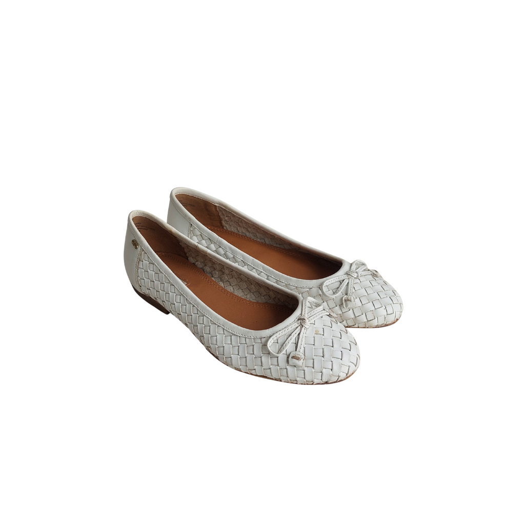 Dune White Leather Hartleys Ballet Flats | Pre Loved |