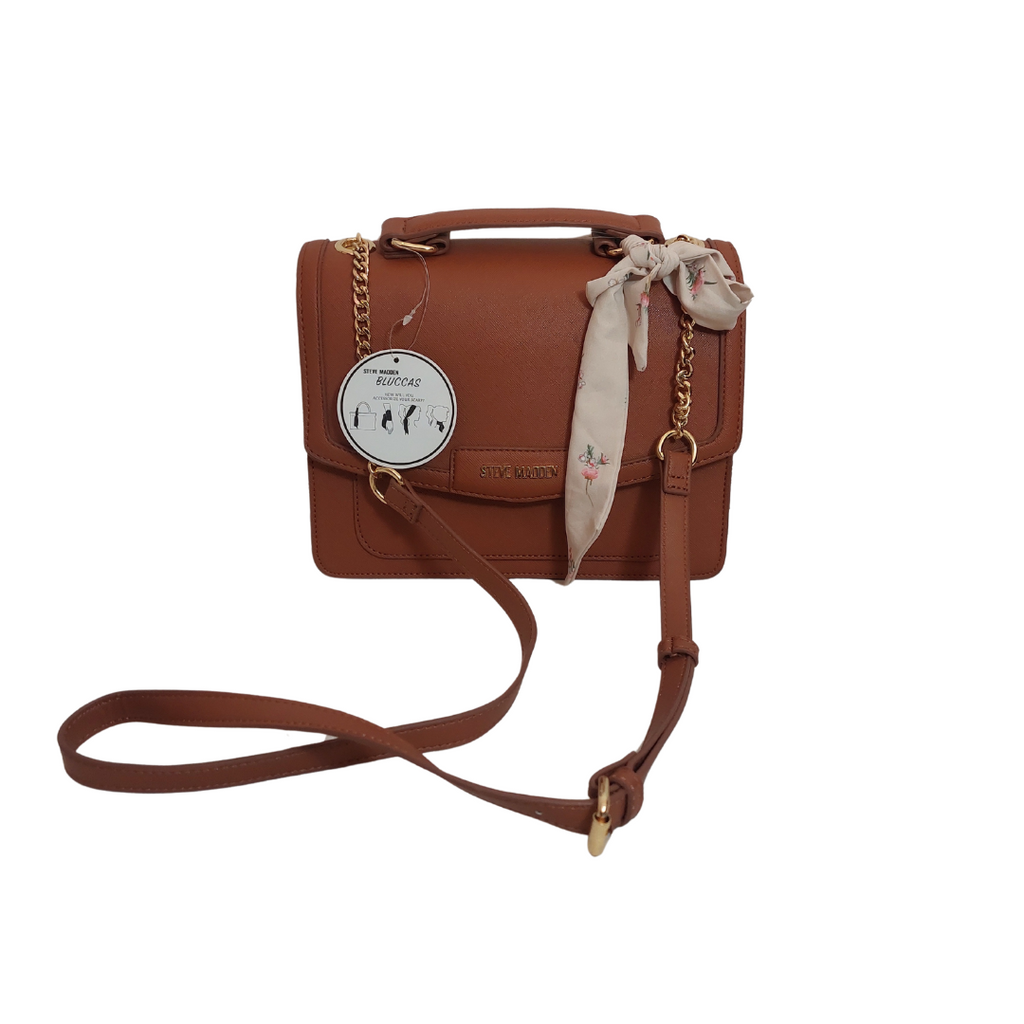 Steve Madden Brown COGNAC Top Handle Crossbody Bag | Brand New |