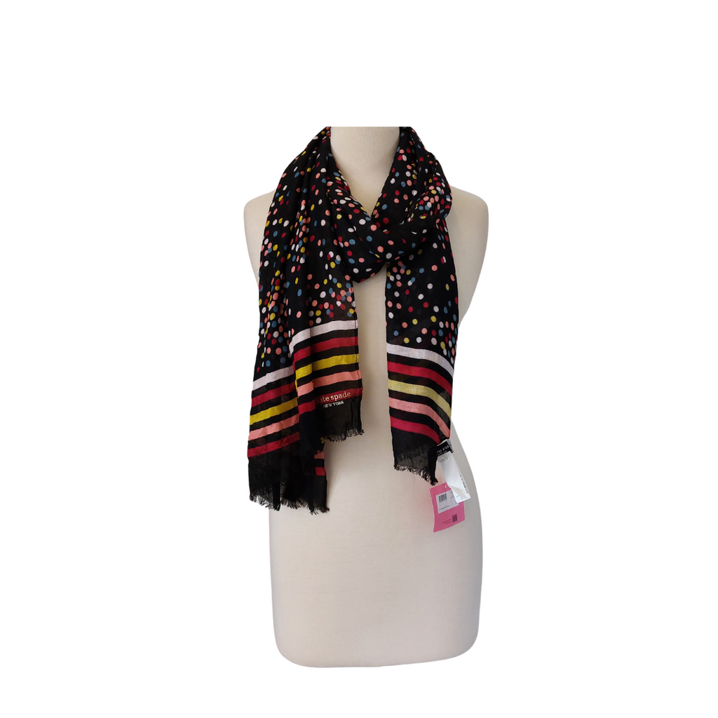 Kate Spade Black Confetti Dot Oblong scarf | Brand New |