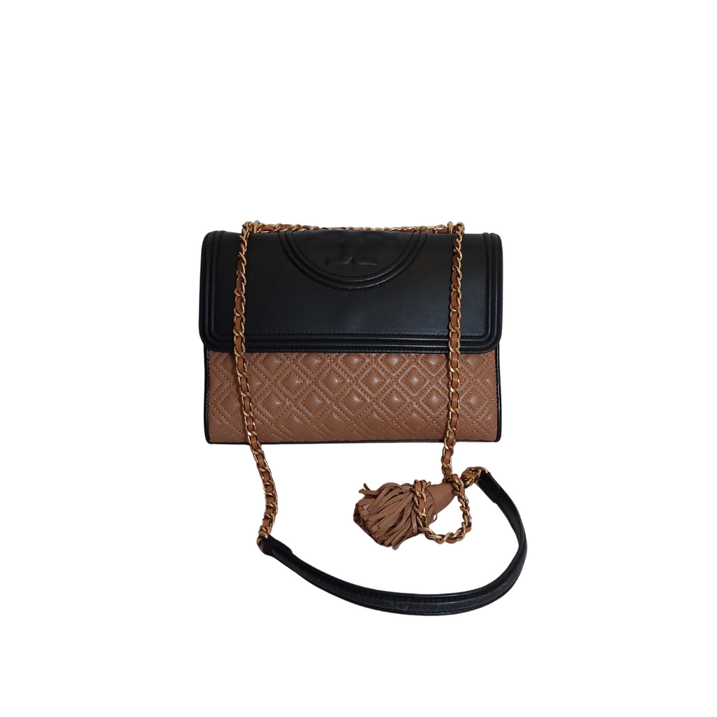 Tory Burch Tri Color Quilted Leather Fleming Shoulder Bag | Pre Loved |