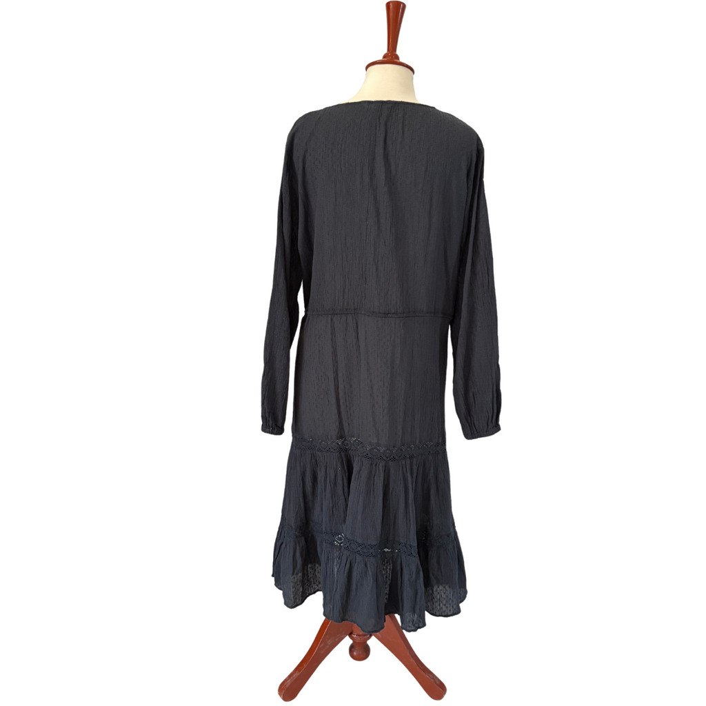 H&M Dark Grey Belted Midi Dress | Gently Used |