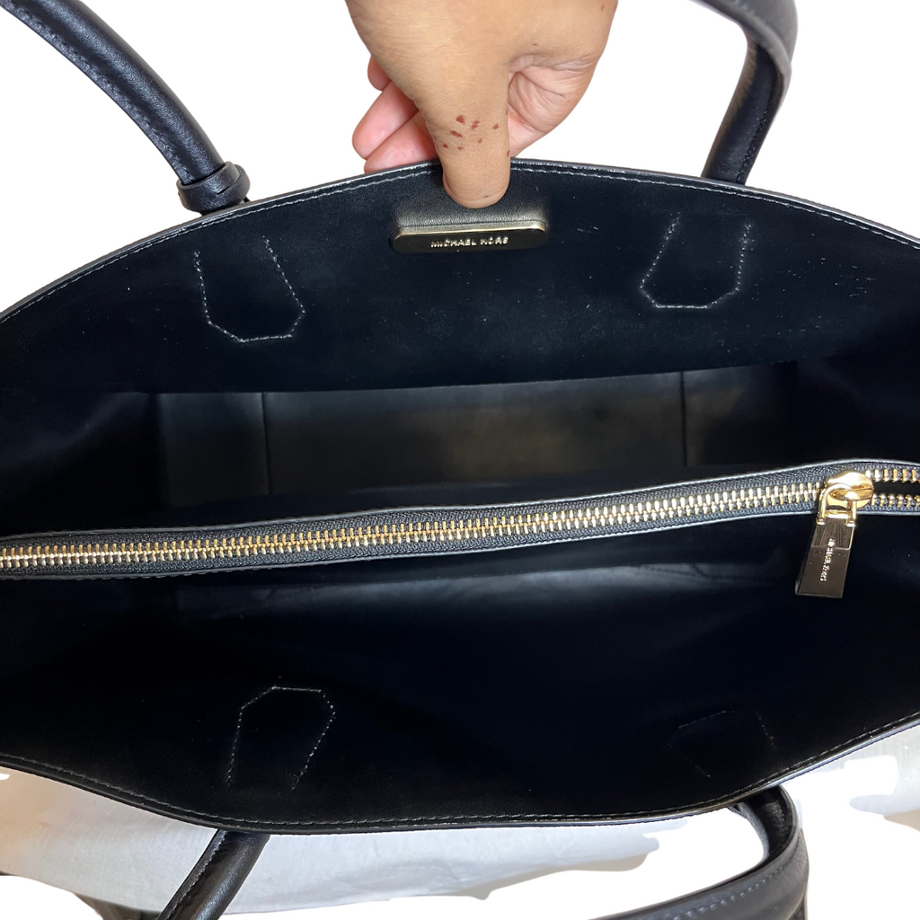 Michael Kors Brown & Black Monogram XL Pocket Tote Bag | Gently Used |