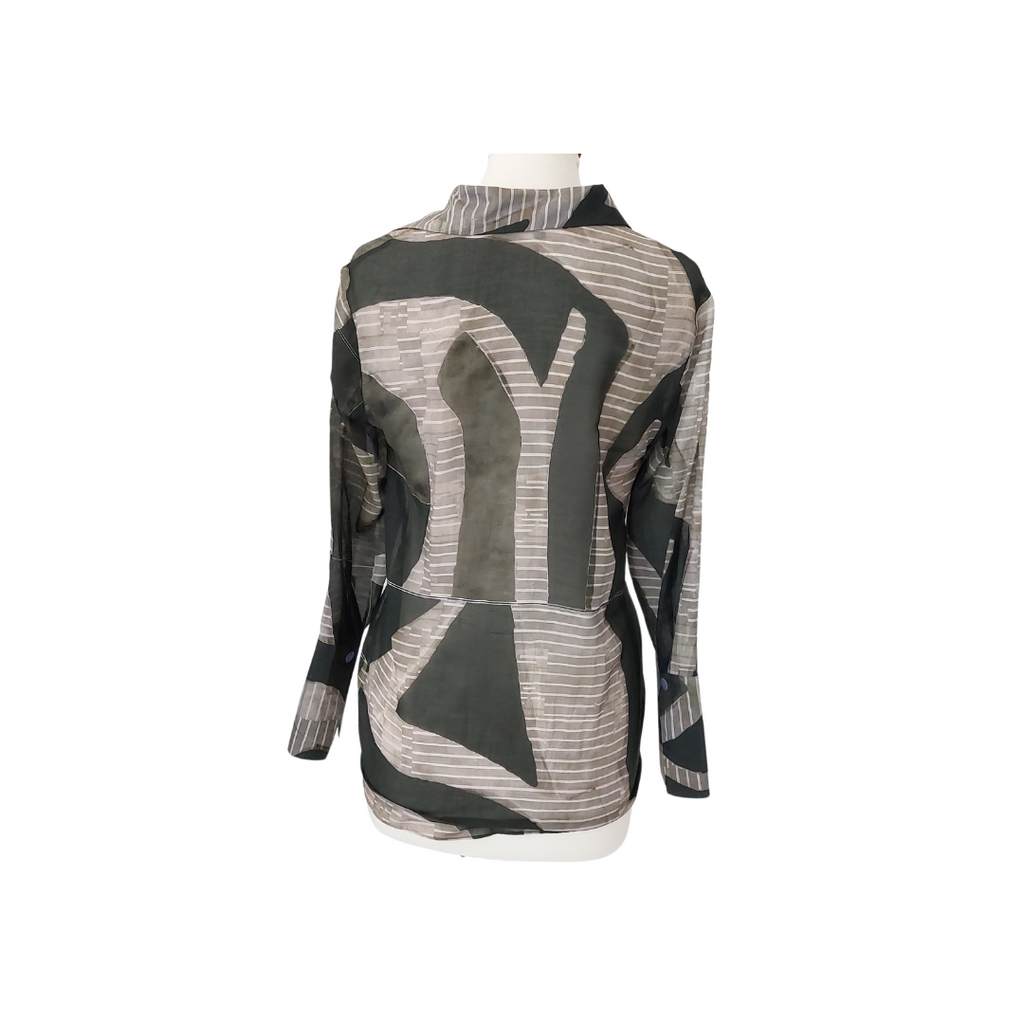 Massimo Dutti Black & Grey Printed Tie-Up Shirt | Gently Used |