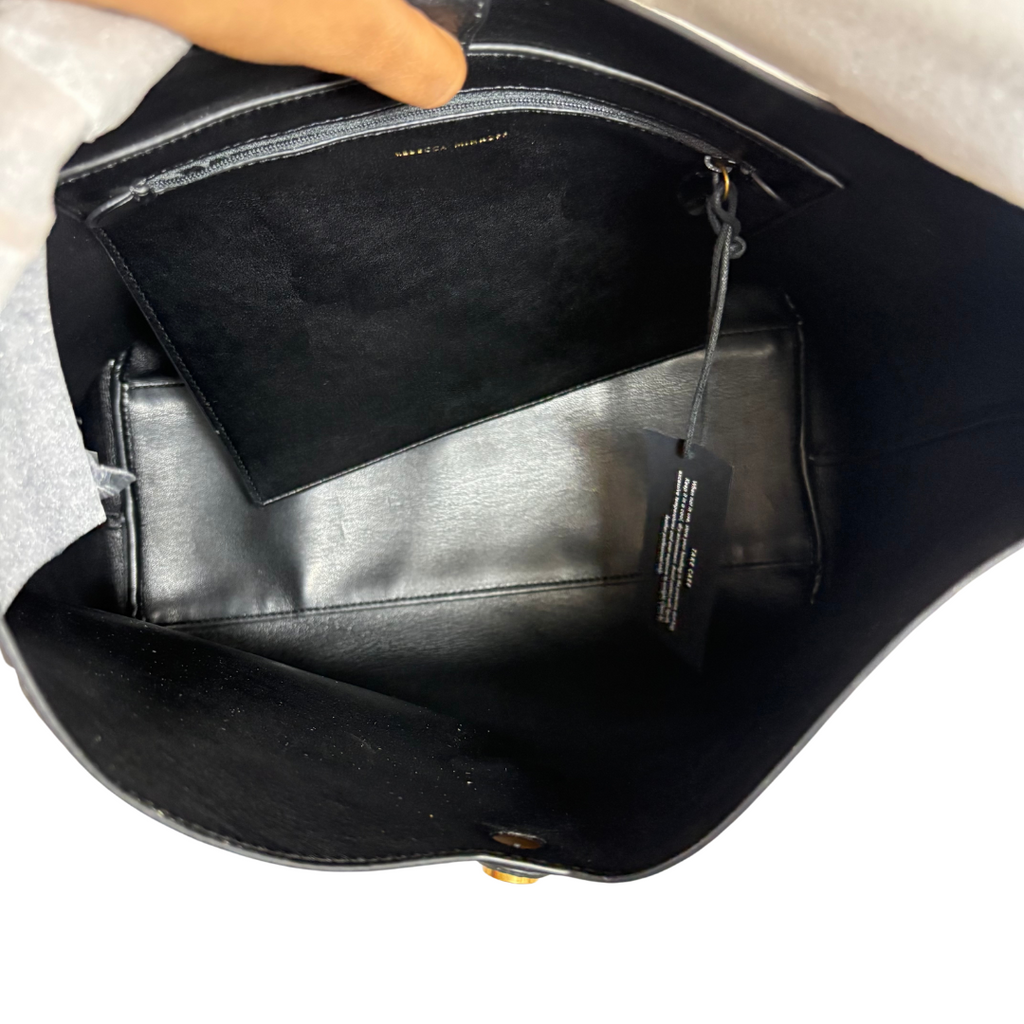 Rebecca Minkoff Black Pebbled Leather 'Megan' Hobo Bag | Brand New |