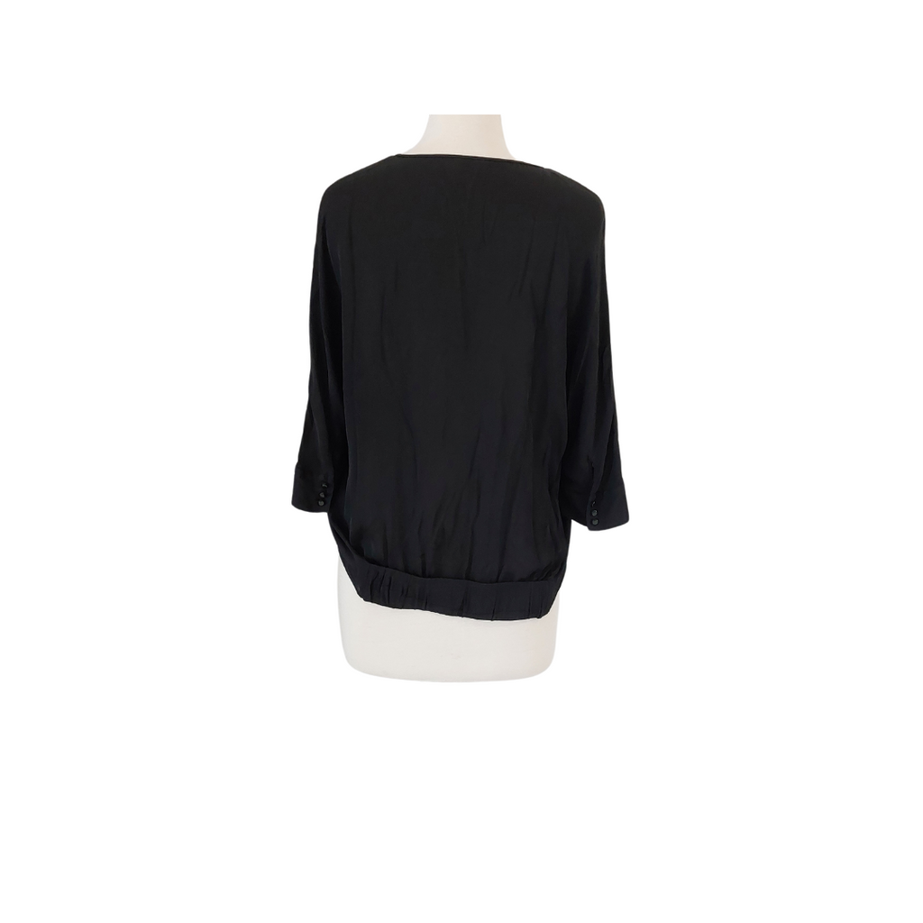 Massimo Dutti Black 100% Silk Plain Top | Gently Used |