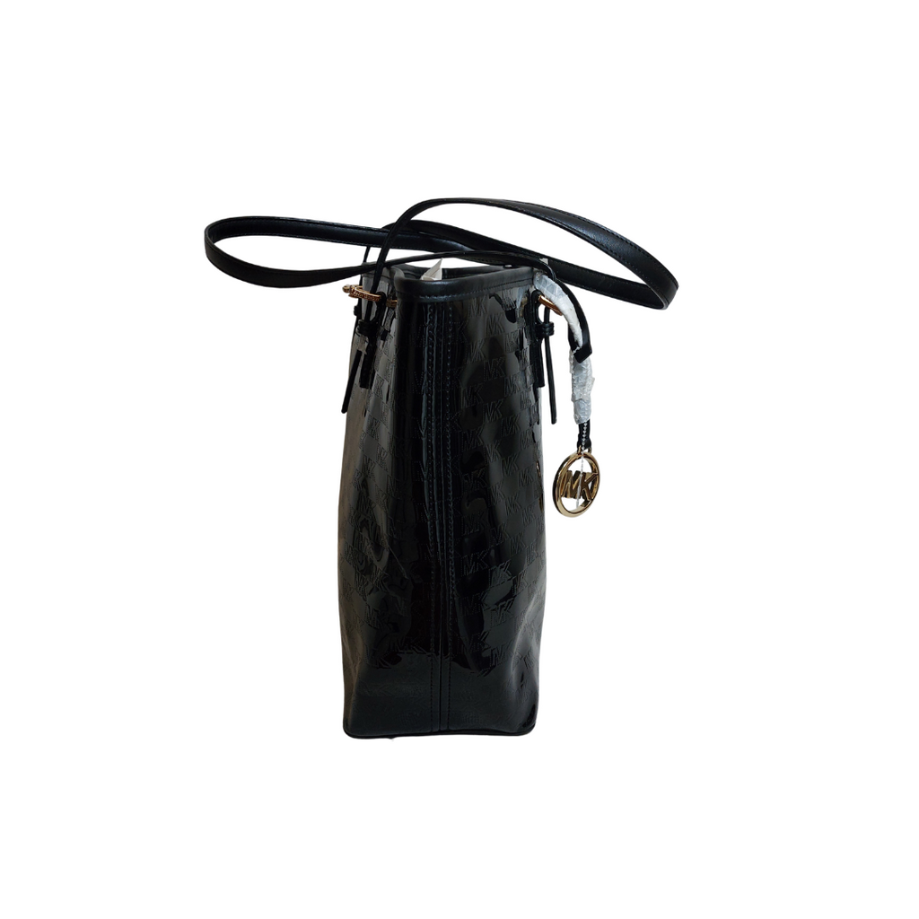 Michael Kors Black Patent Leather Jet Set Tote Bag | Brand New |