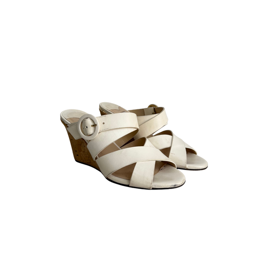 Jimmy Choo White Leather Delila Wedges | Pre loved | - Secret Stash