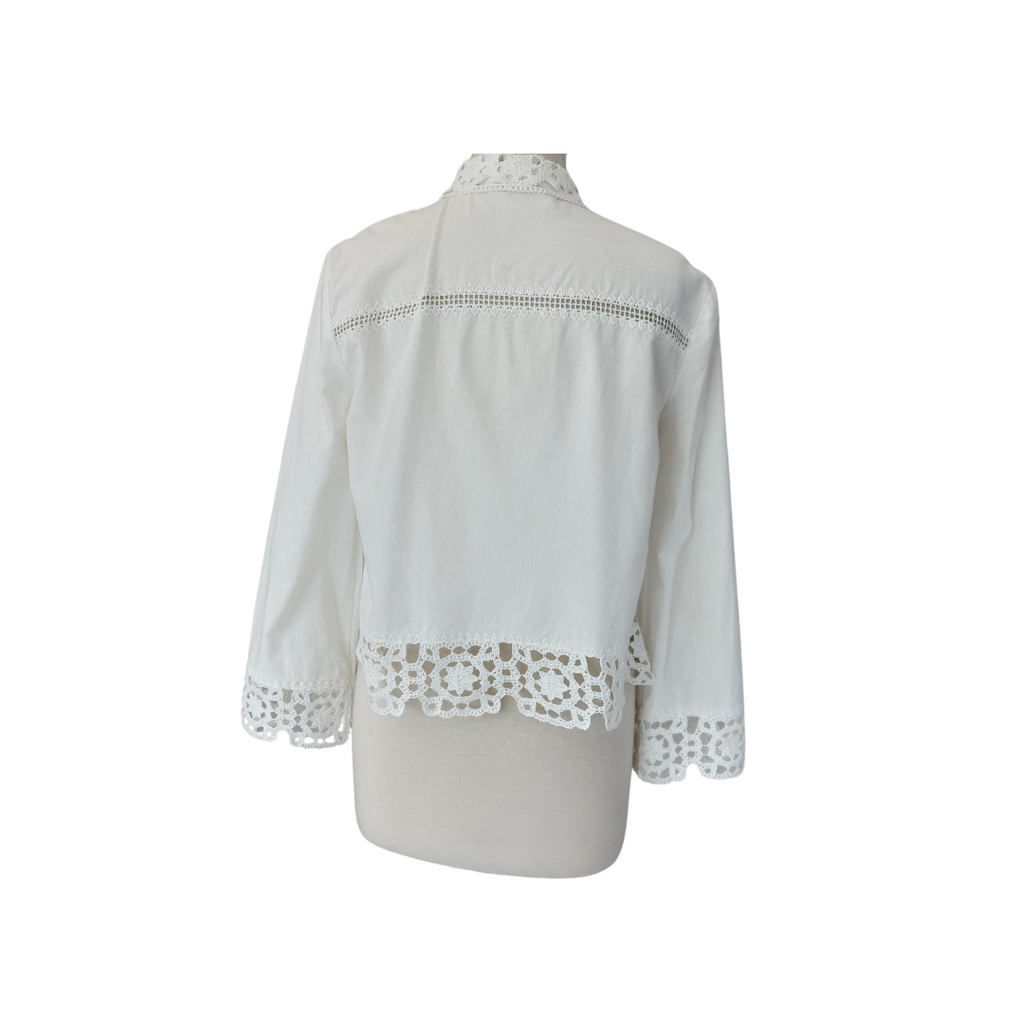 ZARA White Embroidered Collared Shirt | Pre Loved |
