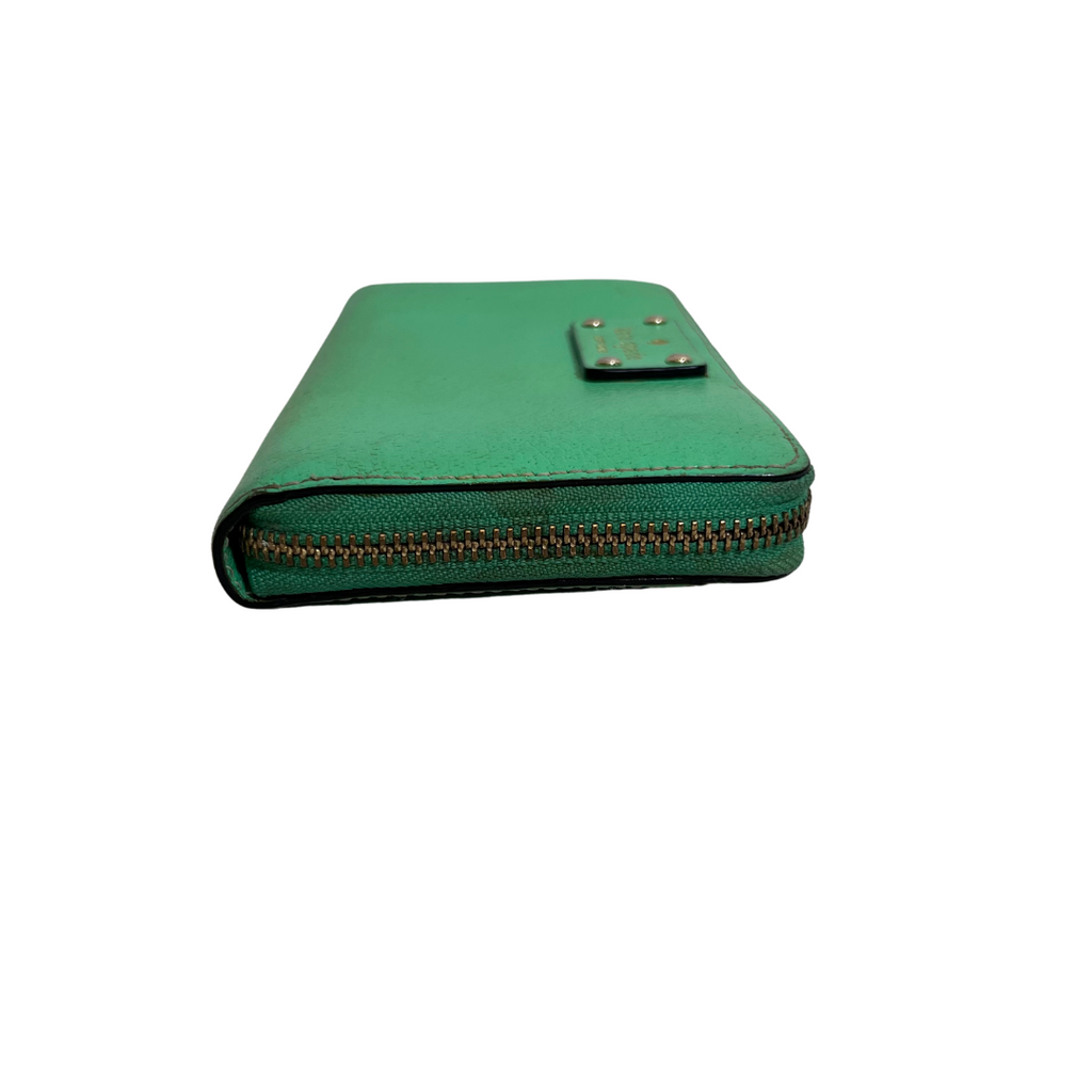 Kate Spade Green Neda Wellesley Zip Around Wallet | Pre Loved |